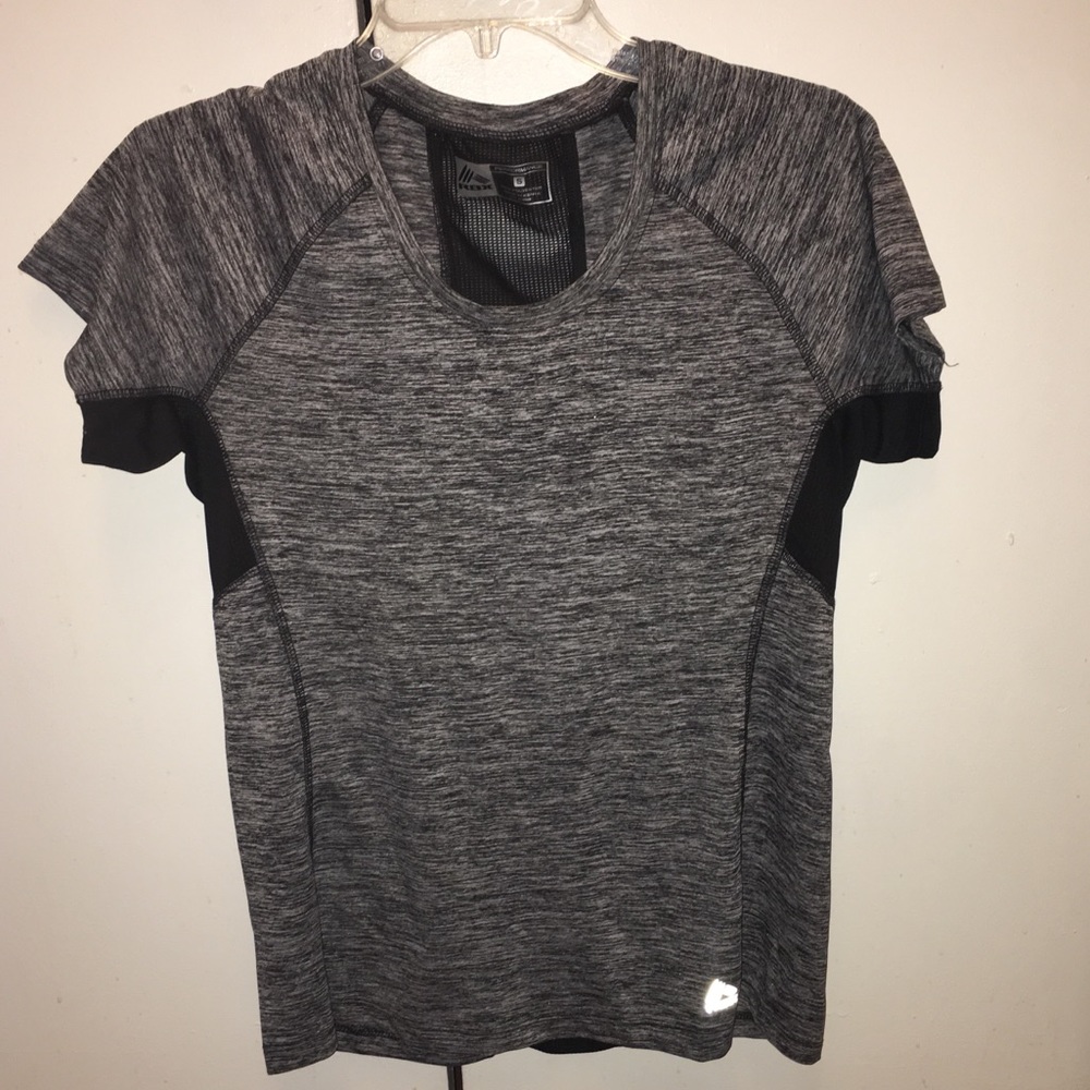 RBX activewear black & charcoal short sleeve top